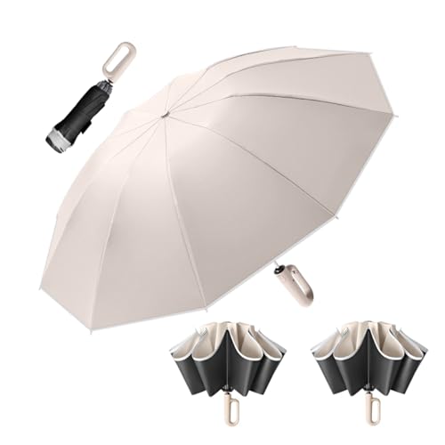 PALAY® 50'' Large Umbrella with Reflective Strip, Auto 3-Fold Compact Travel Umbrella, Carabiner Handle, Reinforced 10 Dual Ribs, Sun Protection 99% UV & Rain & Windproof for Men Women (2 PAck) PALAY® 50'' Large Umbrella with Reflective Strip, Auto 3-Fold Compact Travel Umbrella, Carabiner Handle, Reinforced 10 Dual Ribs, Sun Protection 99% UV & Rain & Windproof for Men Women (2 PAck)